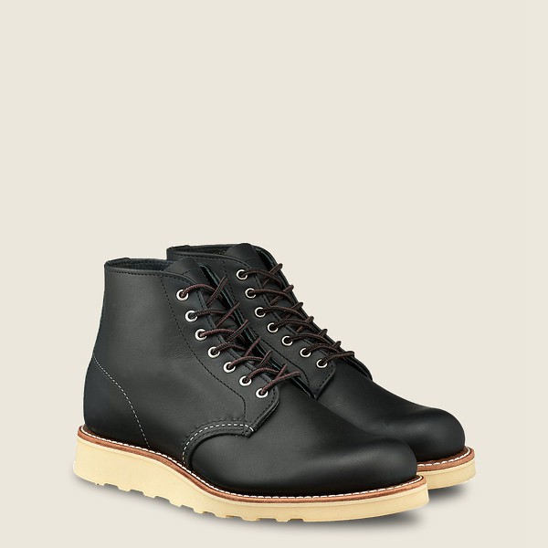 Heritage Støvler Dame - Red Wing 6-Inch Round Toe - Short Boundary Læder - Sort - TLFOME-273